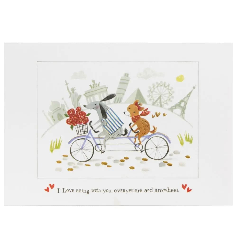 Two Dogs Riding Bike Anniversary Card