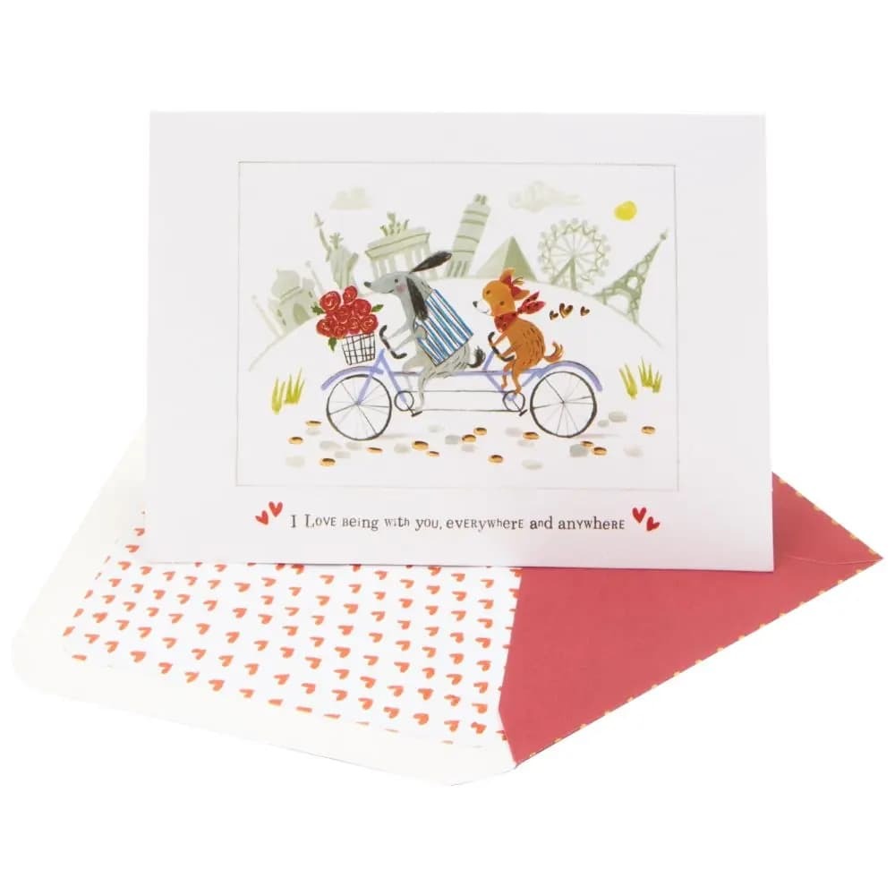 Two Dogs Riding Bike Anniversary Card