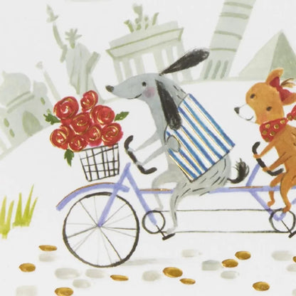 Two Dogs Riding Bike Anniversary Card