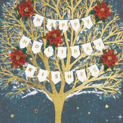 Tree With Banners In Snow Christmas Card