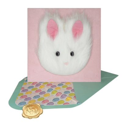 Faux Fur Bunny Head Easter Card