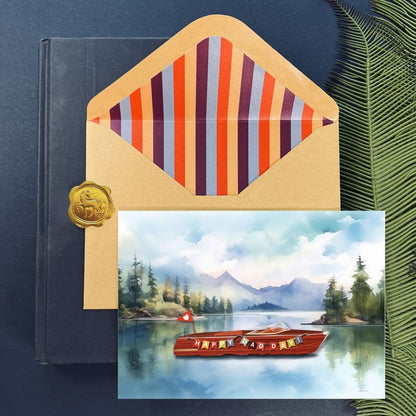 Luxury Wooden Boat Father's Day Card