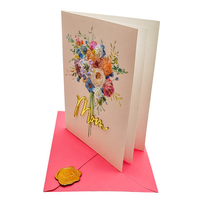 Mom with Bouquet of Flowers Mother's Day Card
