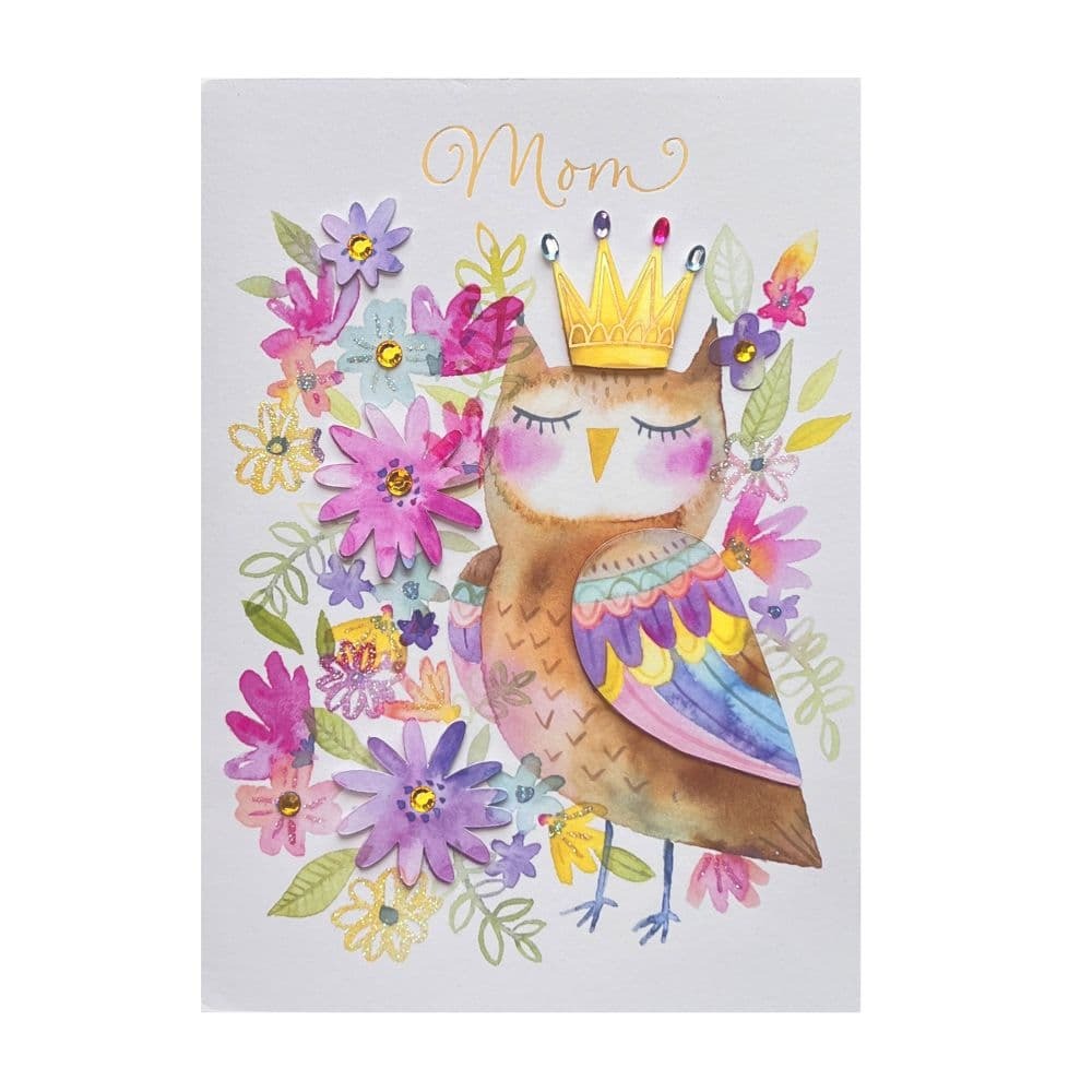 Whimsical Owl In Crown Mother's Day Card