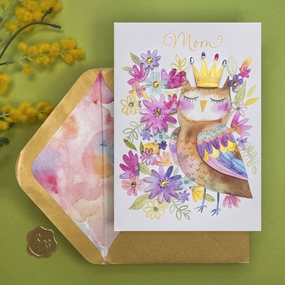 Whimsical Owl In Crown Mother's Day Card