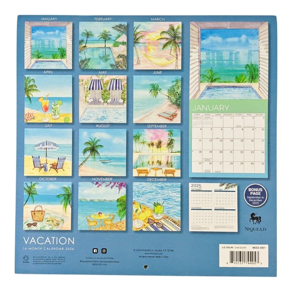 Vacation 2026 Wall Calendar