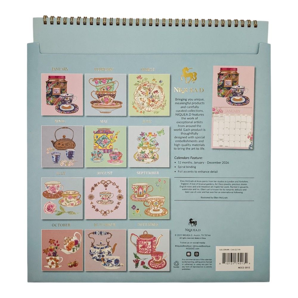 Teacups 2026 Wall Calendar