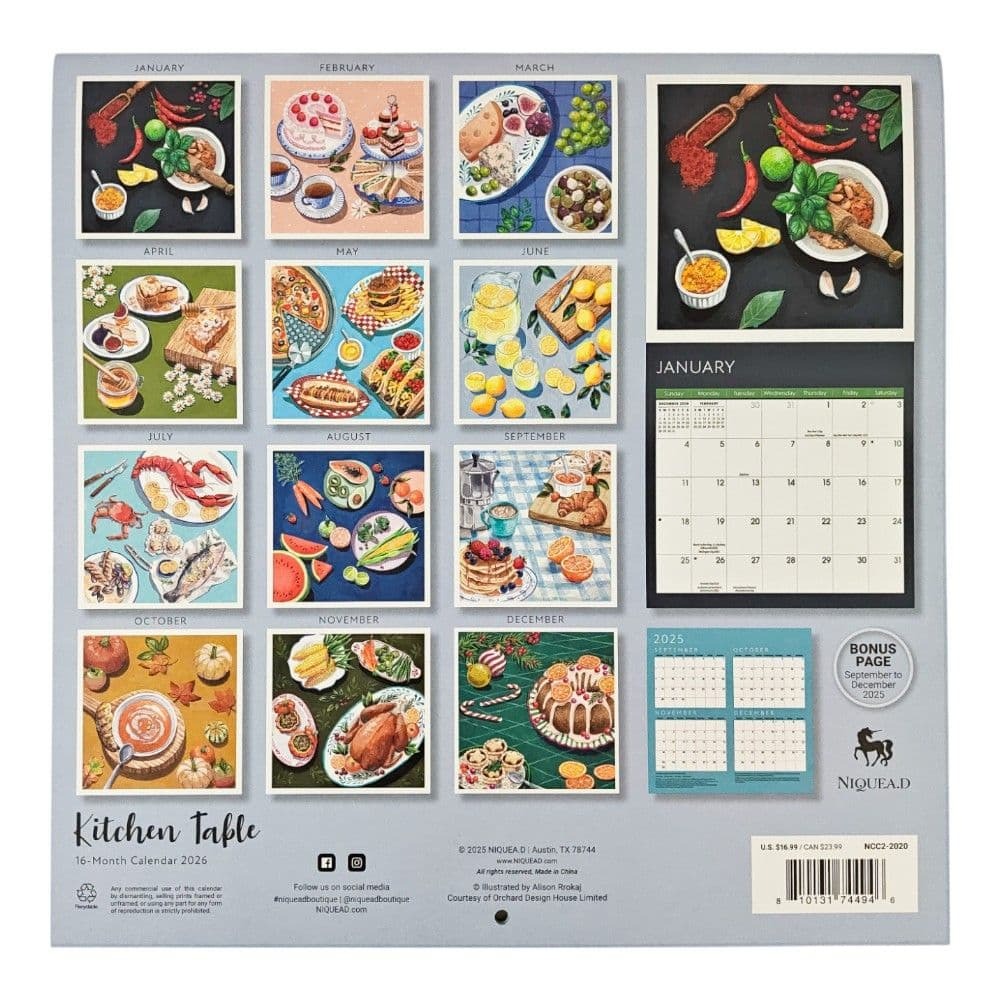 Kitchen Table 2026 Wall Calendar