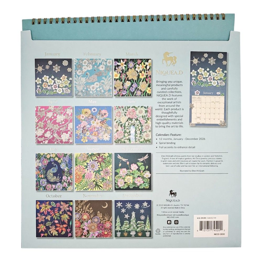 Jeweled Garden 2026 Wall Calendar