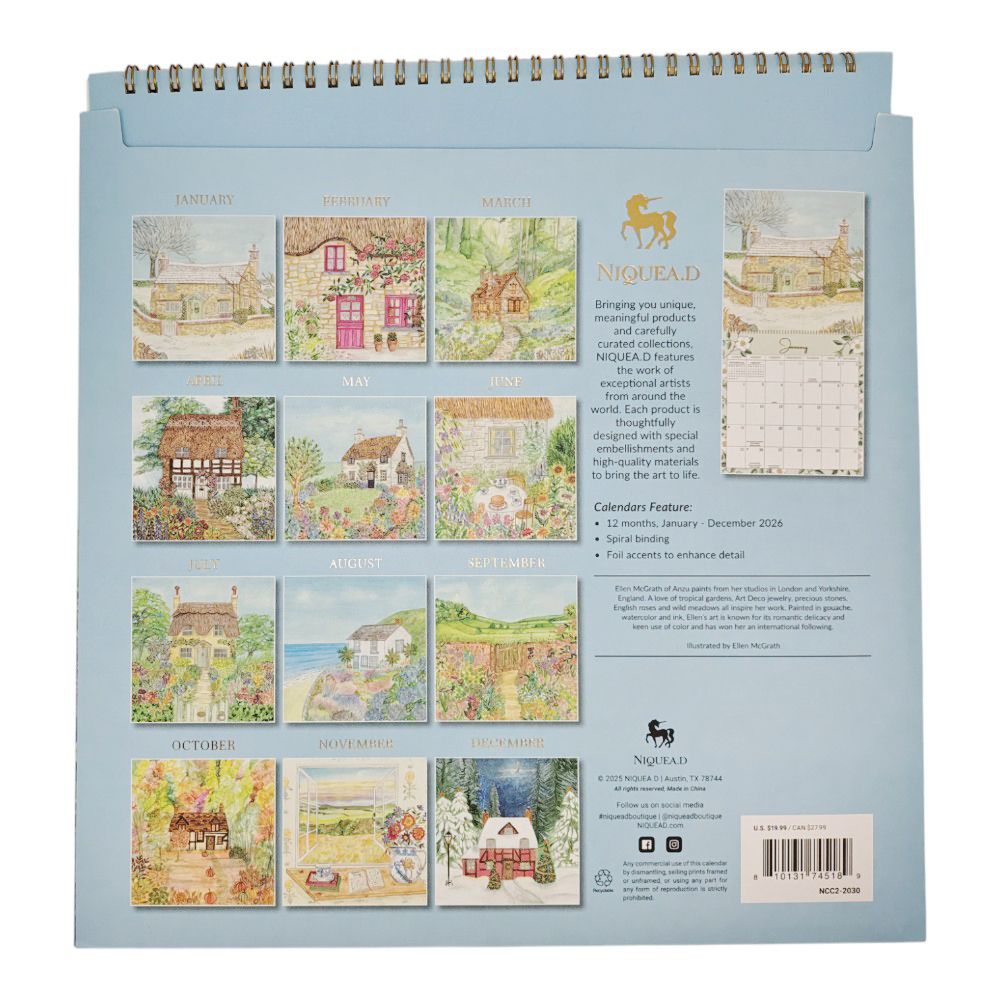 Cozy Cottage 2026 Wall Calendar