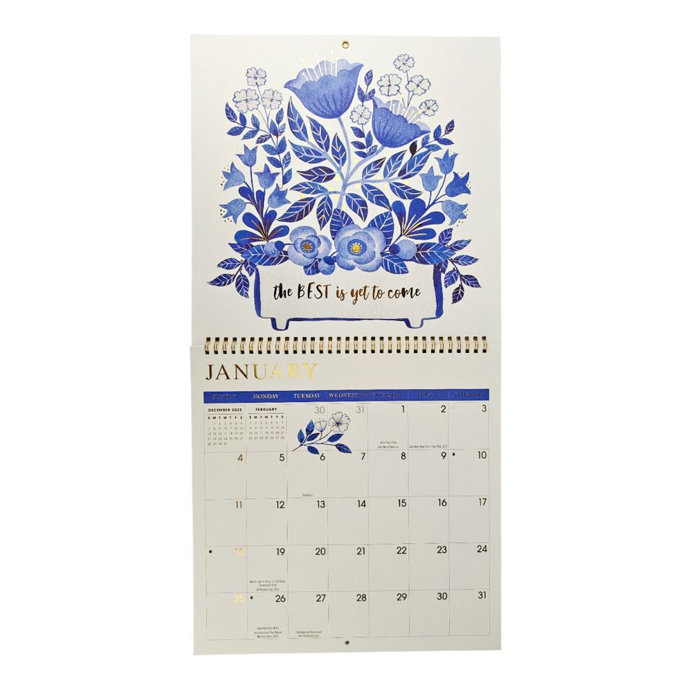 China Blue 2026 Wall Calendar