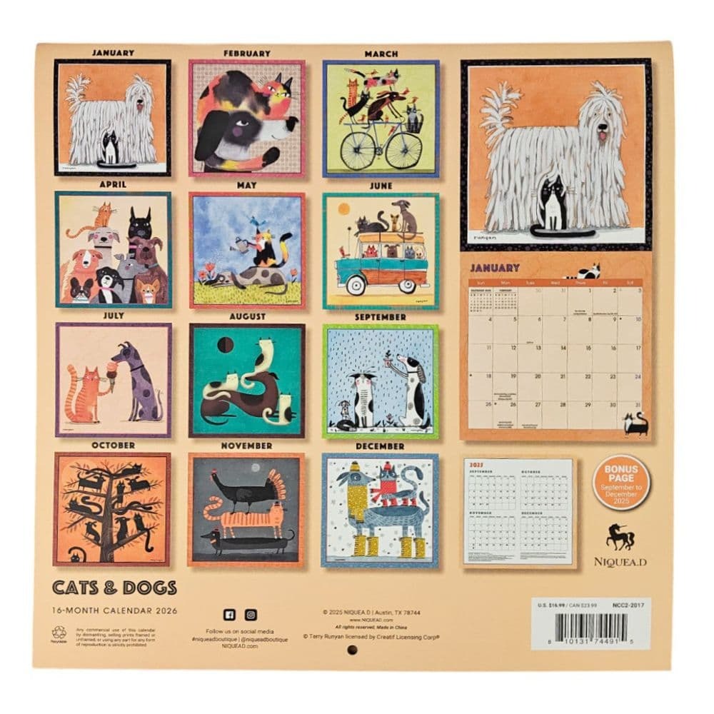 Cats and Dogs 2026 Wall Calendar