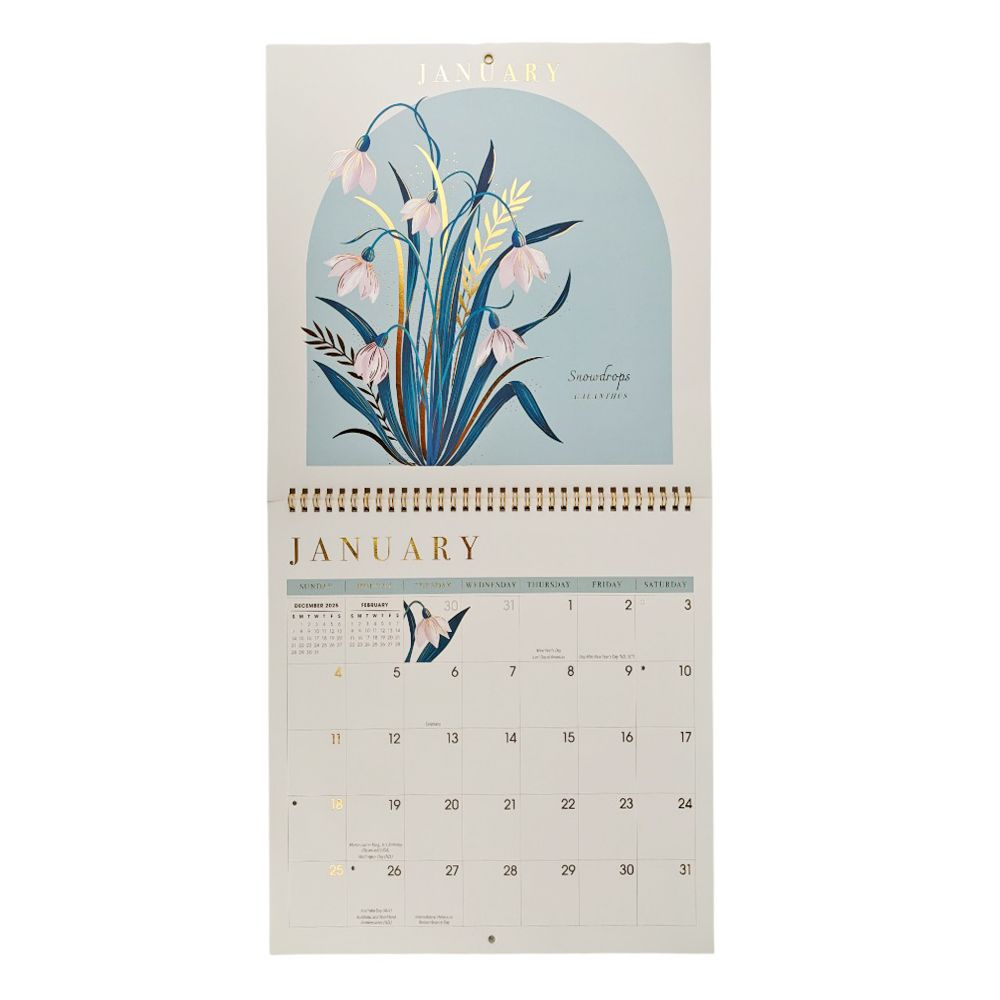 Birth Flowers 2026 Wall Calendar