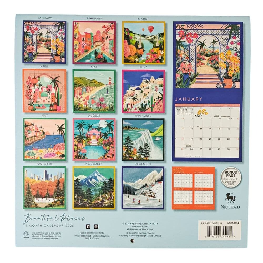 Beautiful Places 2026 Wall Calendar