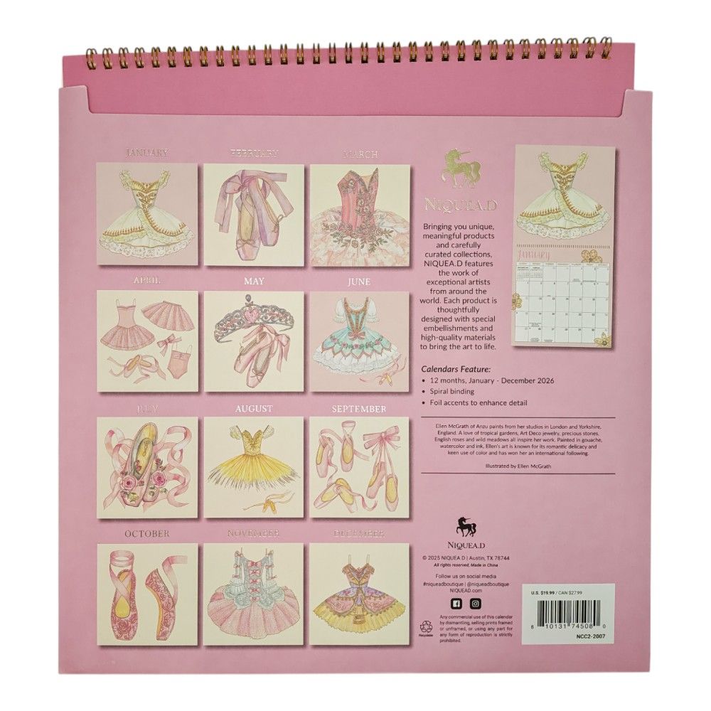 Ballerina 2026 Wall Calendar