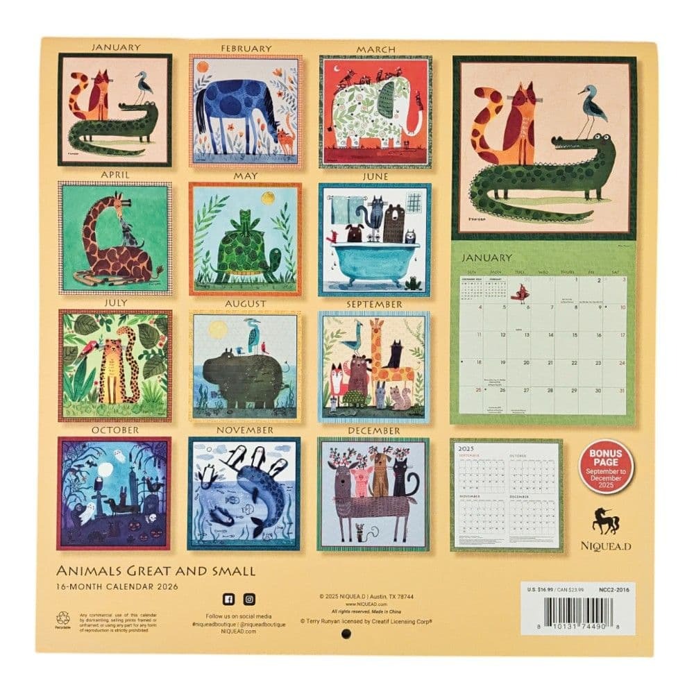 Animals Great and Small 2026 Wall Calendar