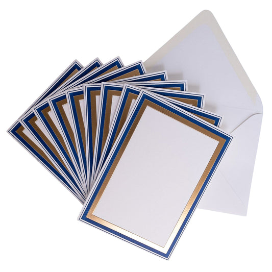 Embossed Navy and Gold Foil Border Christmas Photo Card Set