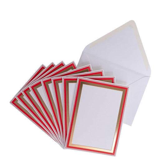 Embossed Read and Gold Foil Boarder Christmas Photo Card Set
