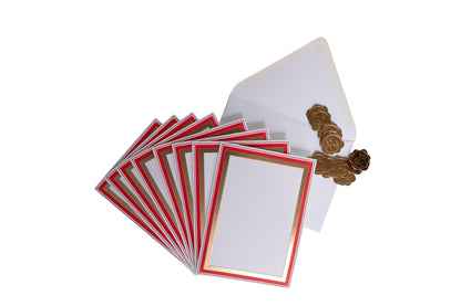 CUSTOM Embossed Red and Gold Foil Boarder Holiday Photo Card Set