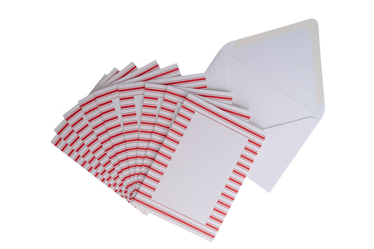 Embossed Red French Ticking Christmas Photo Card Set