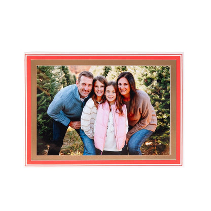 CUSTOM Embossed Red and Gold Foil Boarder Holiday Photo Card Set