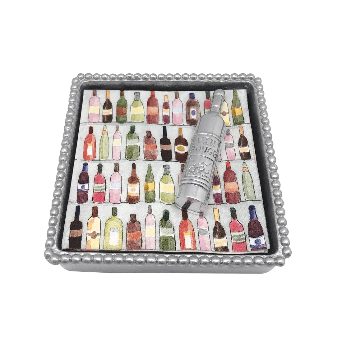 Wine Bottle Beaded Napkin Box