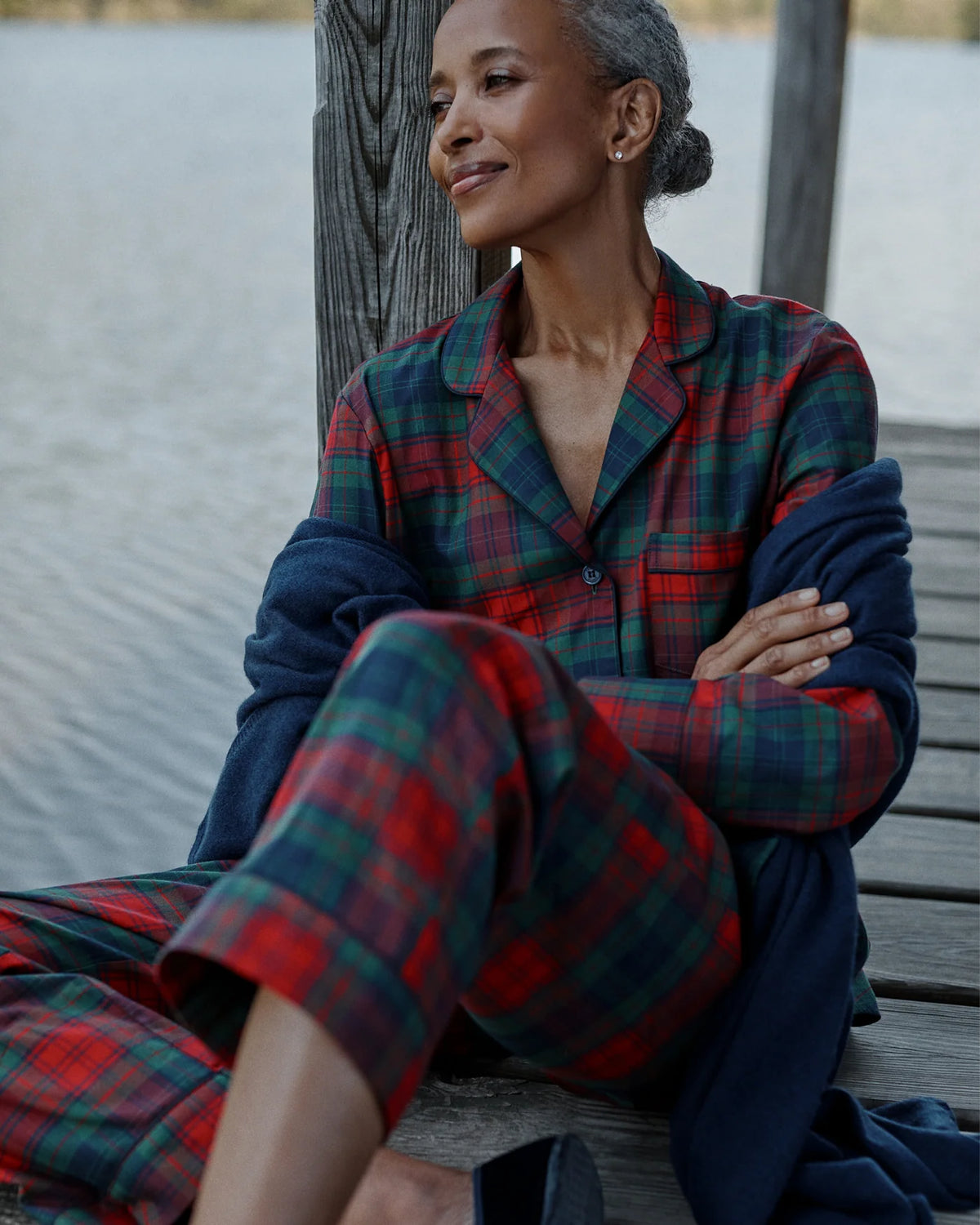 Women's Twill Pajama Set in St. James Tartan Red