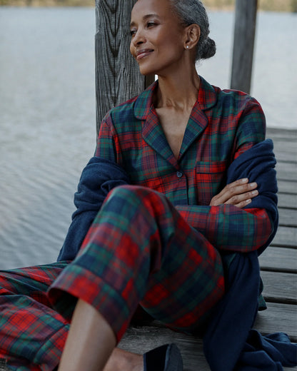 Women's Twill Pajama Set in St. James Tartan Red