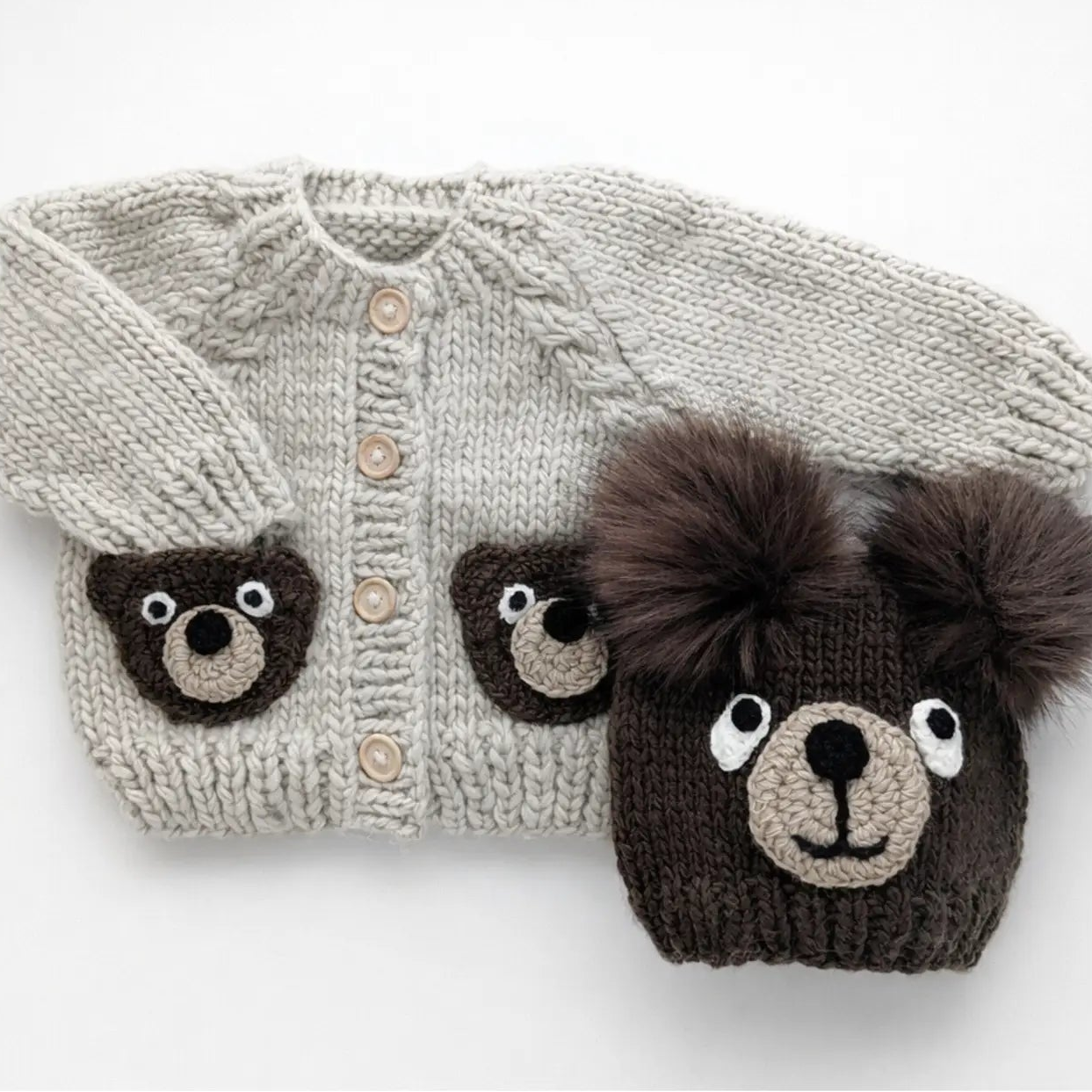 Brown Bear Knit Beanie Hat For Babies, Toddlers & Kids