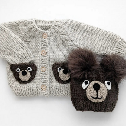 Brown Bear Knit Beanie Hat For Babies, Toddlers & Kids