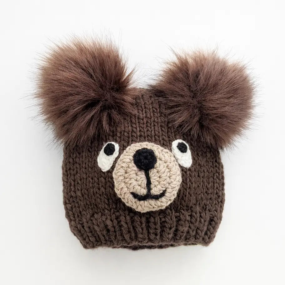 Brown Bear Knit Beanie Hat For Babies, Toddlers & Kids