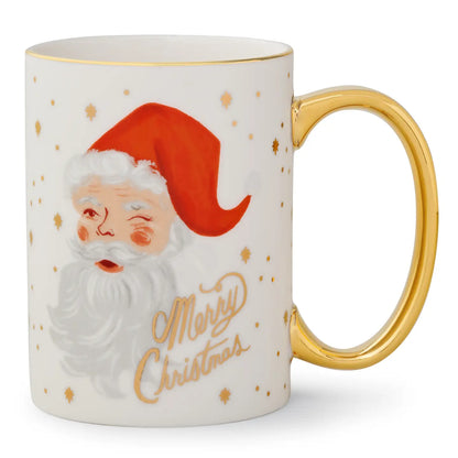 Winking Santa Claus Porcelain Mug