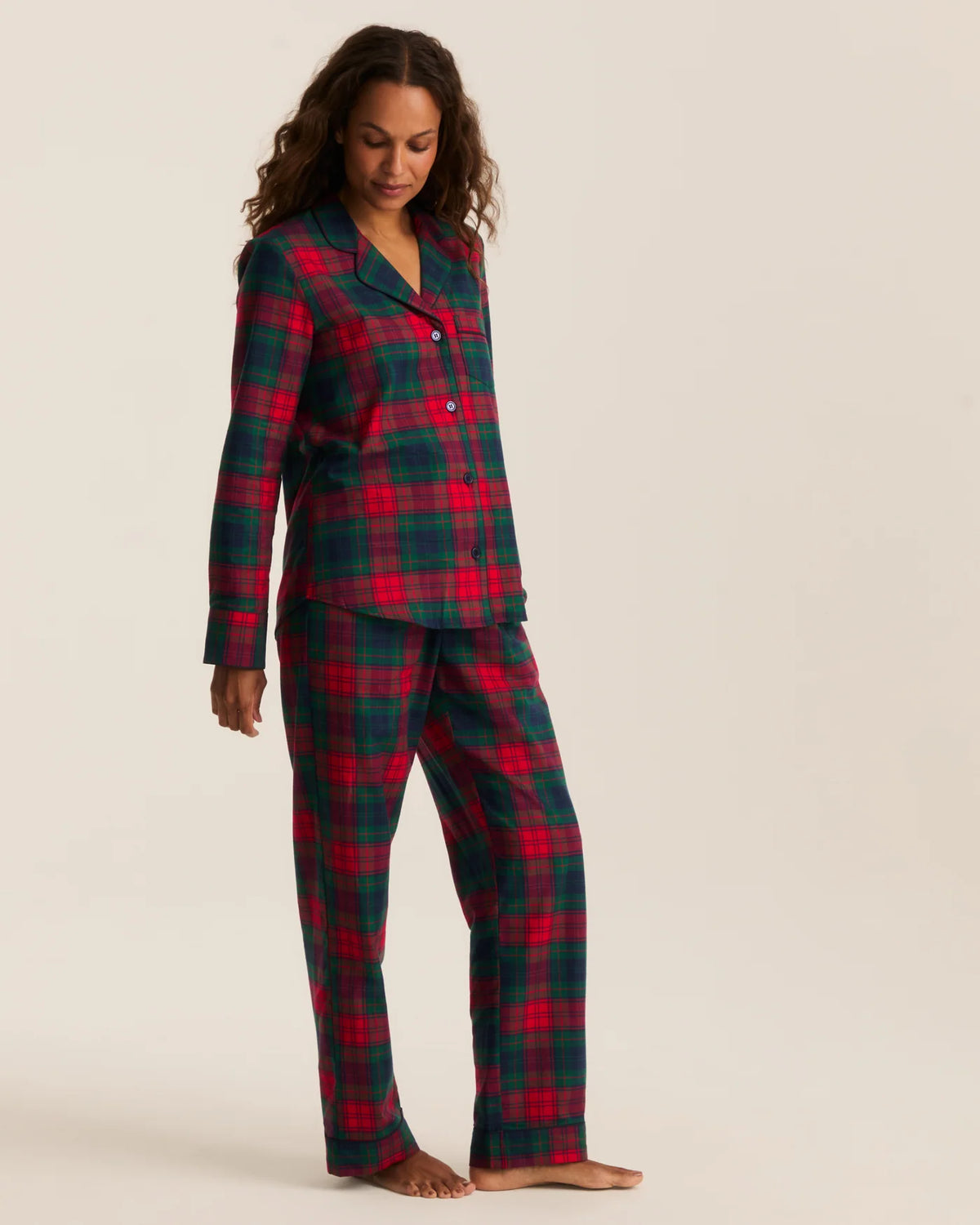 Women's Twill Pajama Set in St. James Tartan Red