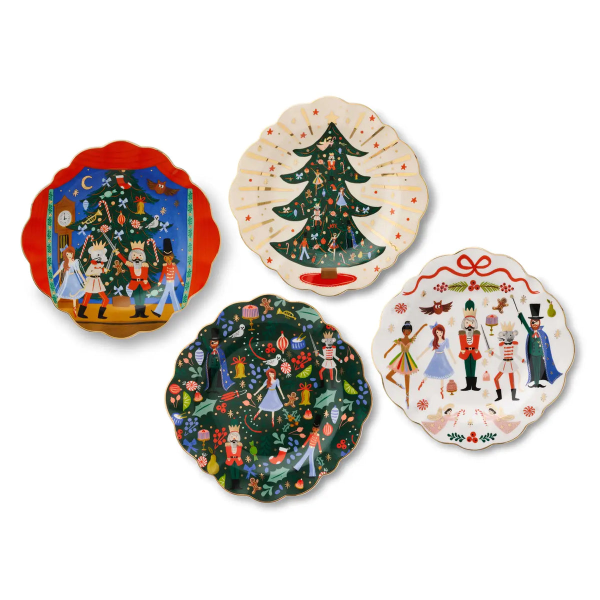 Nutcracker Porcelain Dessert Plate Set