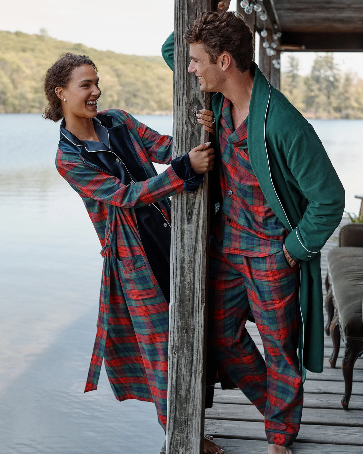 Men's Twill Pajama Set in St. James Tartan Red