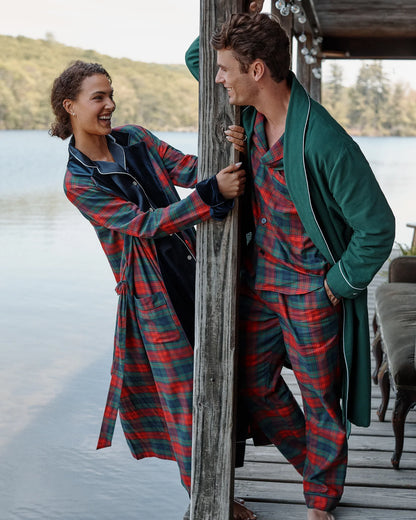 Men's Twill Pajama Set in St. James Tartan Red