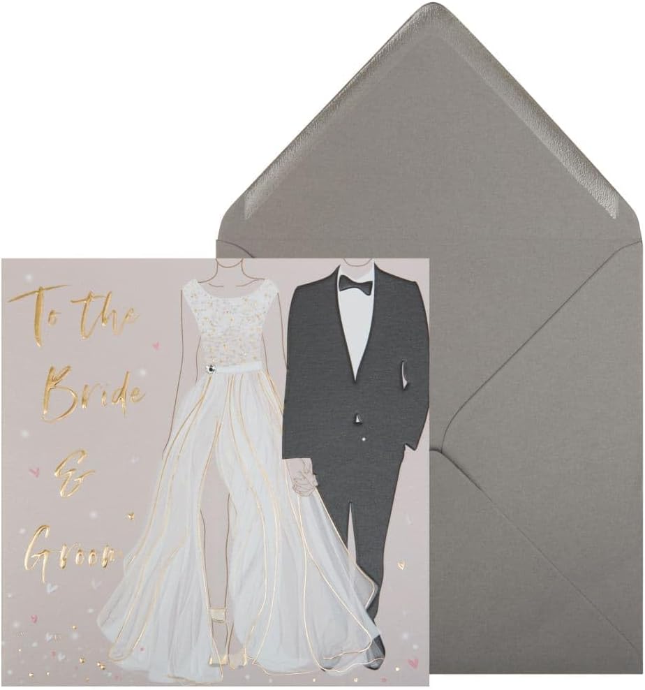 Bride & Groom Outfits Wedding Card