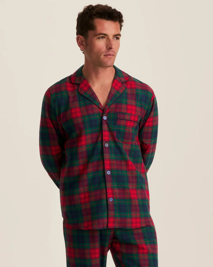 Men's Twill Pajama Set in St. James Tartan Red