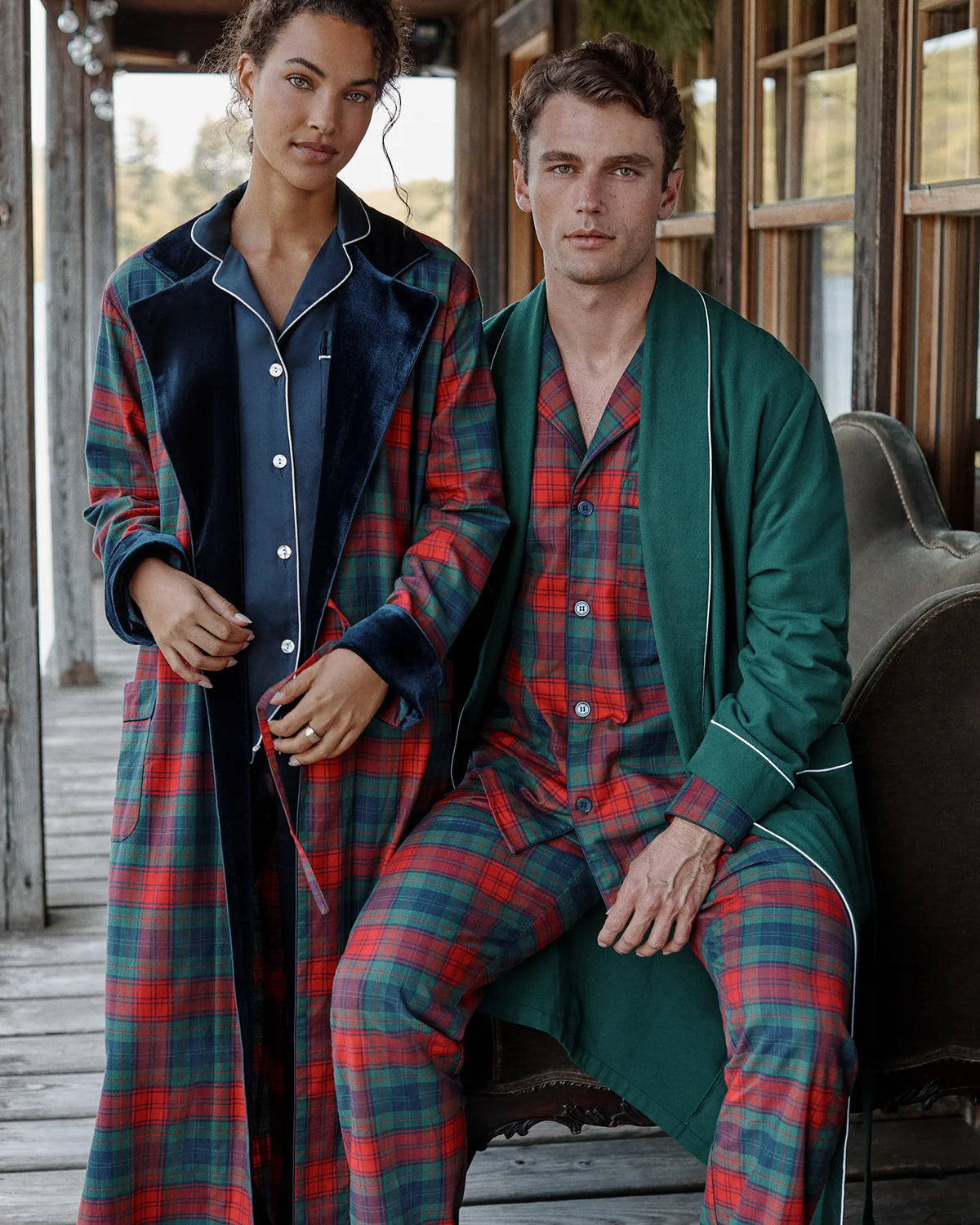 Men's Twill Pajama Set in St. James Tartan Red