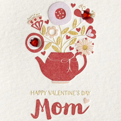 Teapot Floral Mom Valentine's Day Card