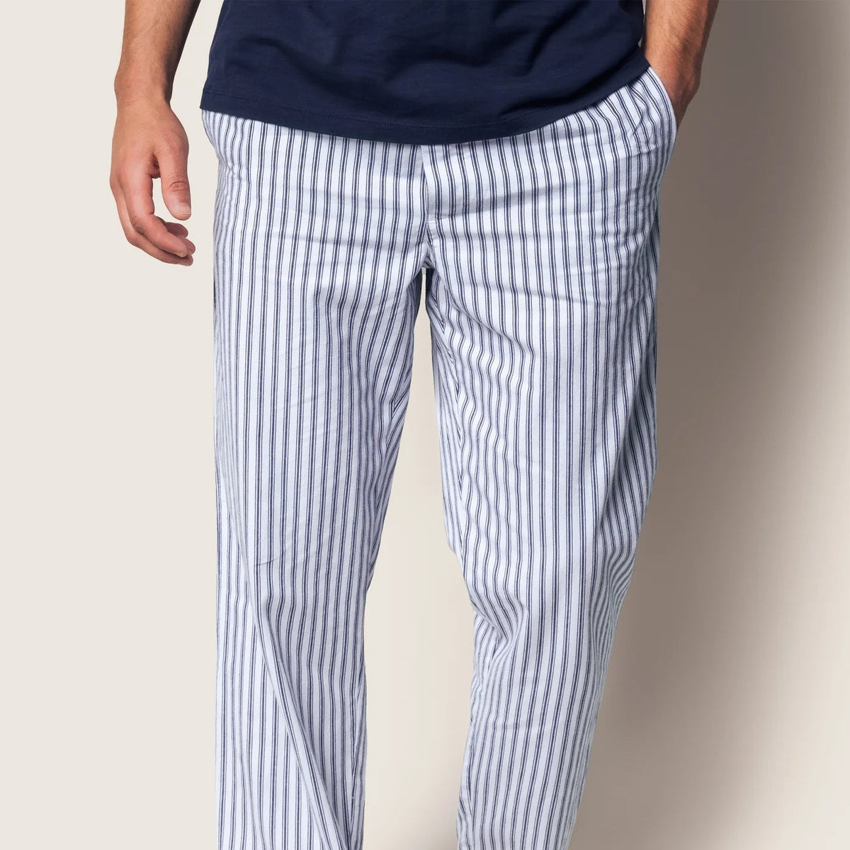 Men's Twill Pajama Pants in Navy French Ticking