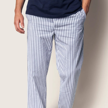 Men's Twill Pajama Pants in Navy French Ticking