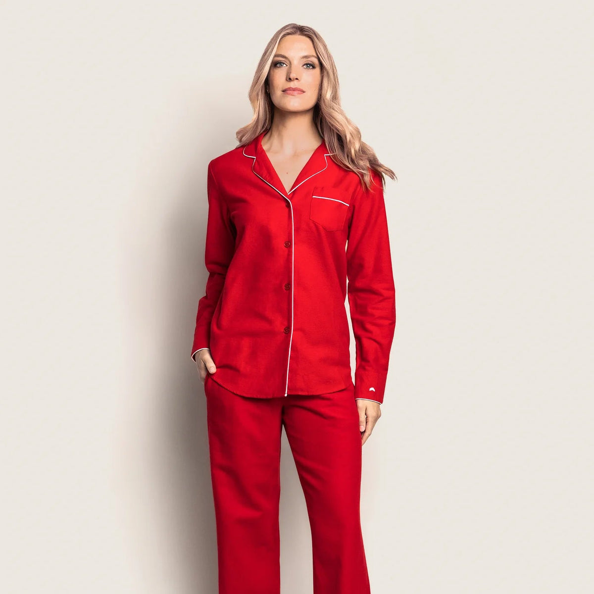 Women's Flannel Pajama Set in Red