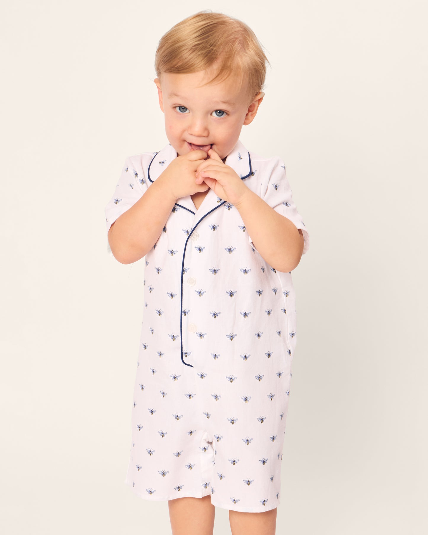 Baby's Twill Summer Romper in Buzzing Bees
