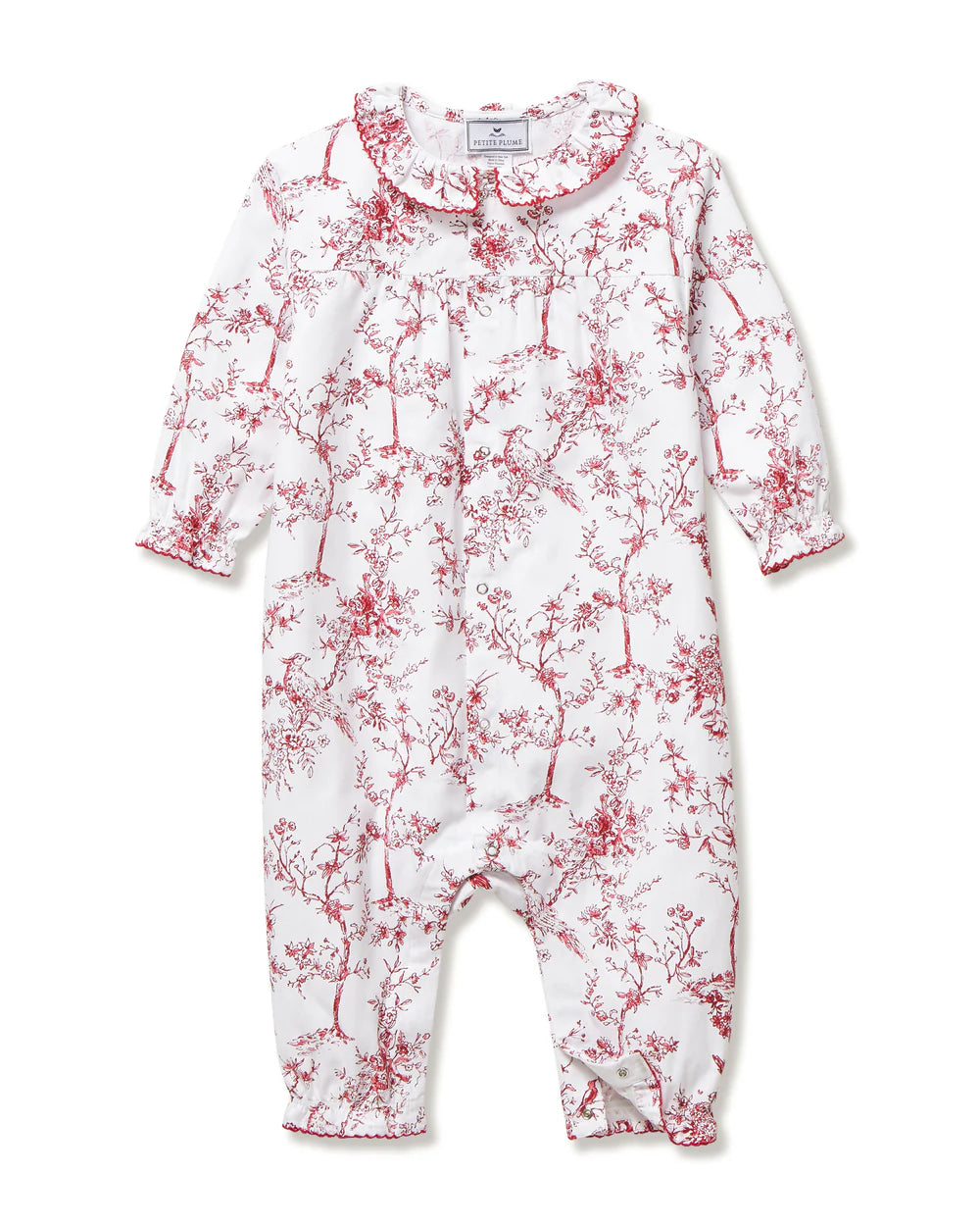 Baby's Twill Madeline Romper in Red Timeless Toile