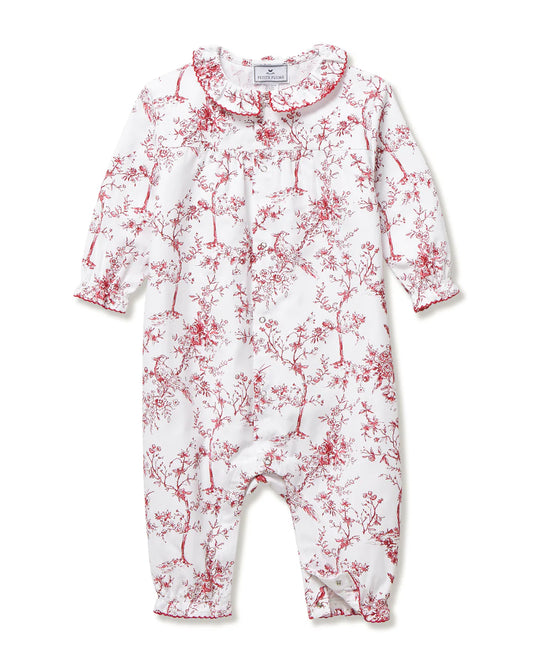 Baby's Twill Madeline Romper in Red Timeless Toile