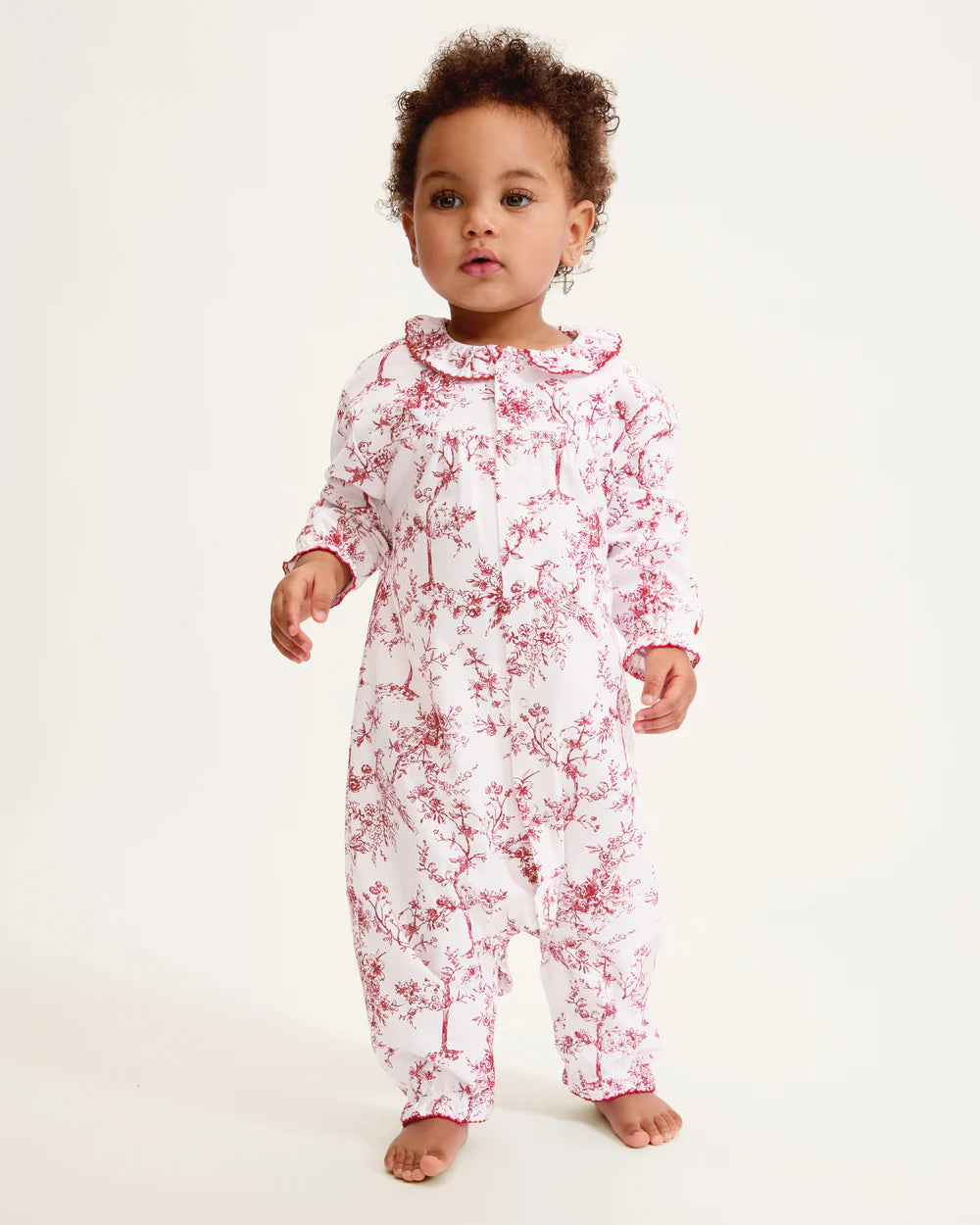 Baby's Twill Madeline Romper in Red Timeless Toile