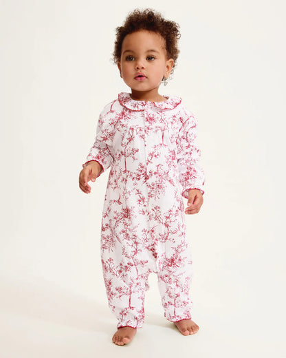 Baby's Twill Madeline Romper in Red Timeless Toile
