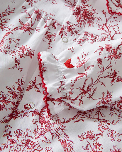 Baby's Twill Madeline Romper in Red Timeless Toile