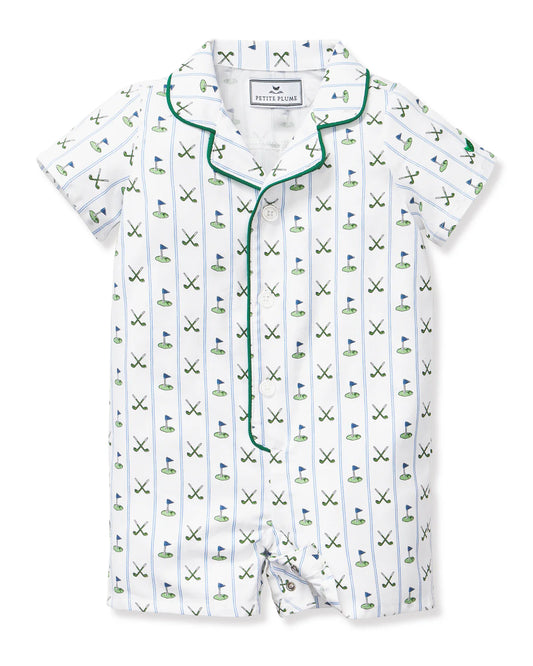 Baby's Twill Summer Romper in Fairway Stripe
